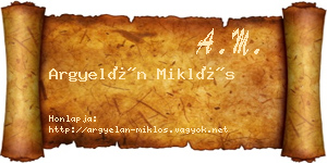 Argyelán Miklós névjegykártya